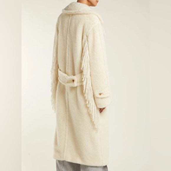 Max Mara Fall Winter Cream Cheiti Alpaca Fur Teddy Coat Jacket Fringe L XL - Picture 11 of 17